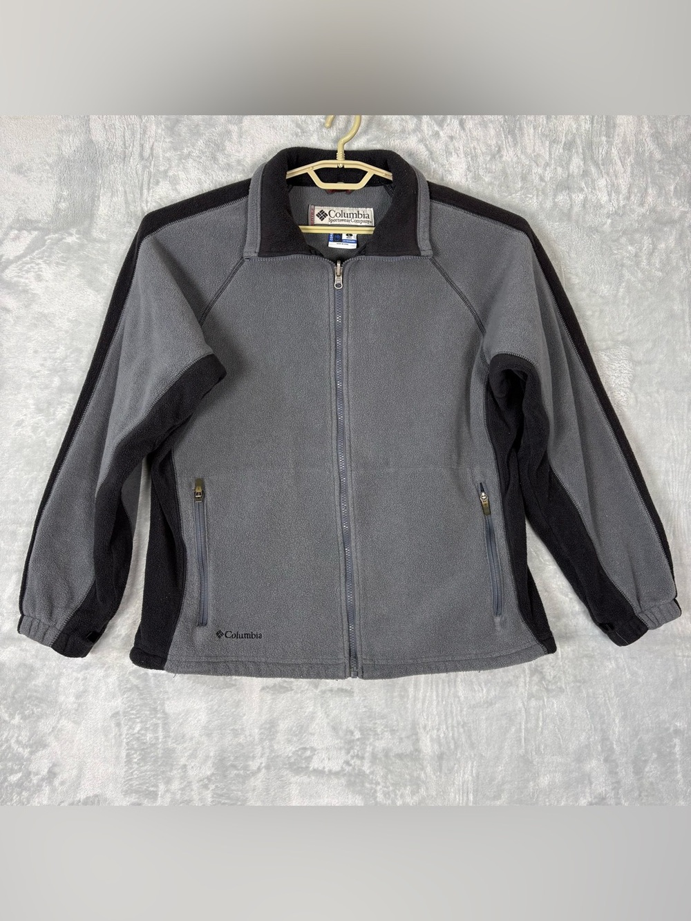 Columbia Vertex Jacket Mens Large Gray Black Fleece Full Zip Interchange Hiking